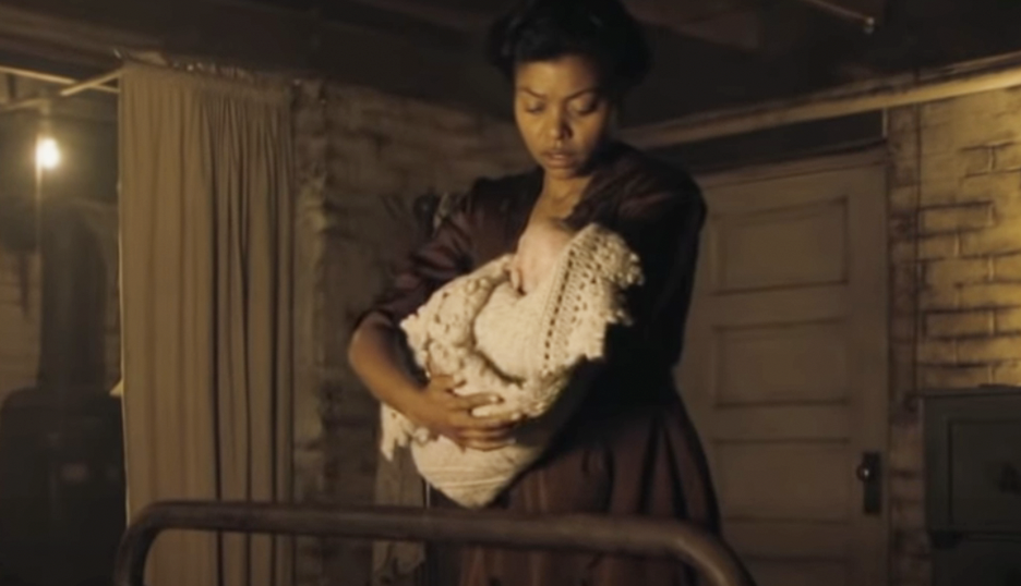 her character holding a baby in the film