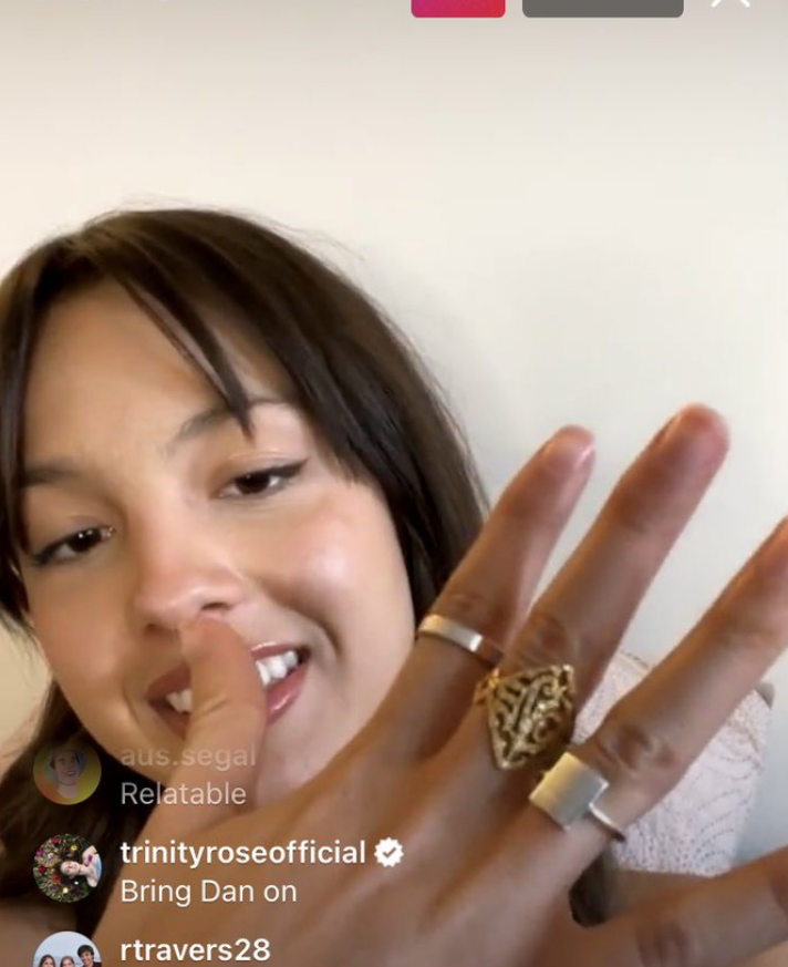 Olivia showing her rings