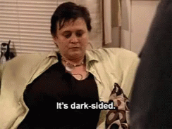 Person saying &quot;It&#x27;s dark-sided&quot;