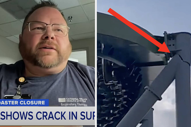A Man Captured A Nightmare-Inducing Video Of A Huge Crack In A Roller Coaster In North Carolina
