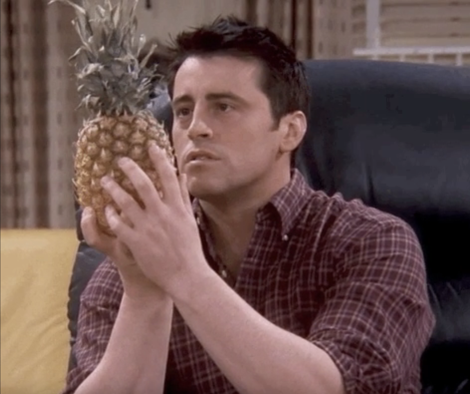 Joey from &quot;Friends&quot; gazes lovingly at a pineapple