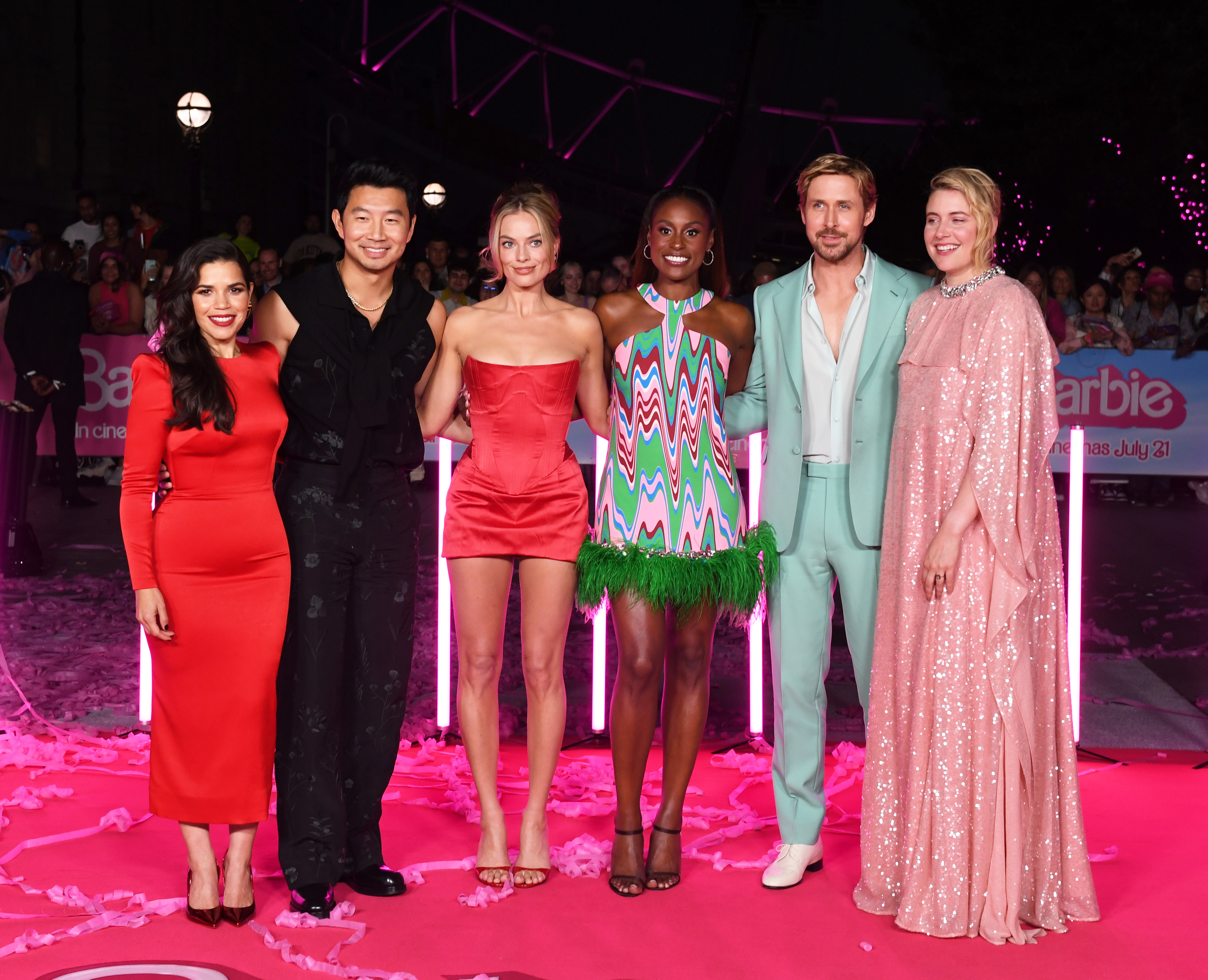 The cast of Barbie with director Greta Gerwig