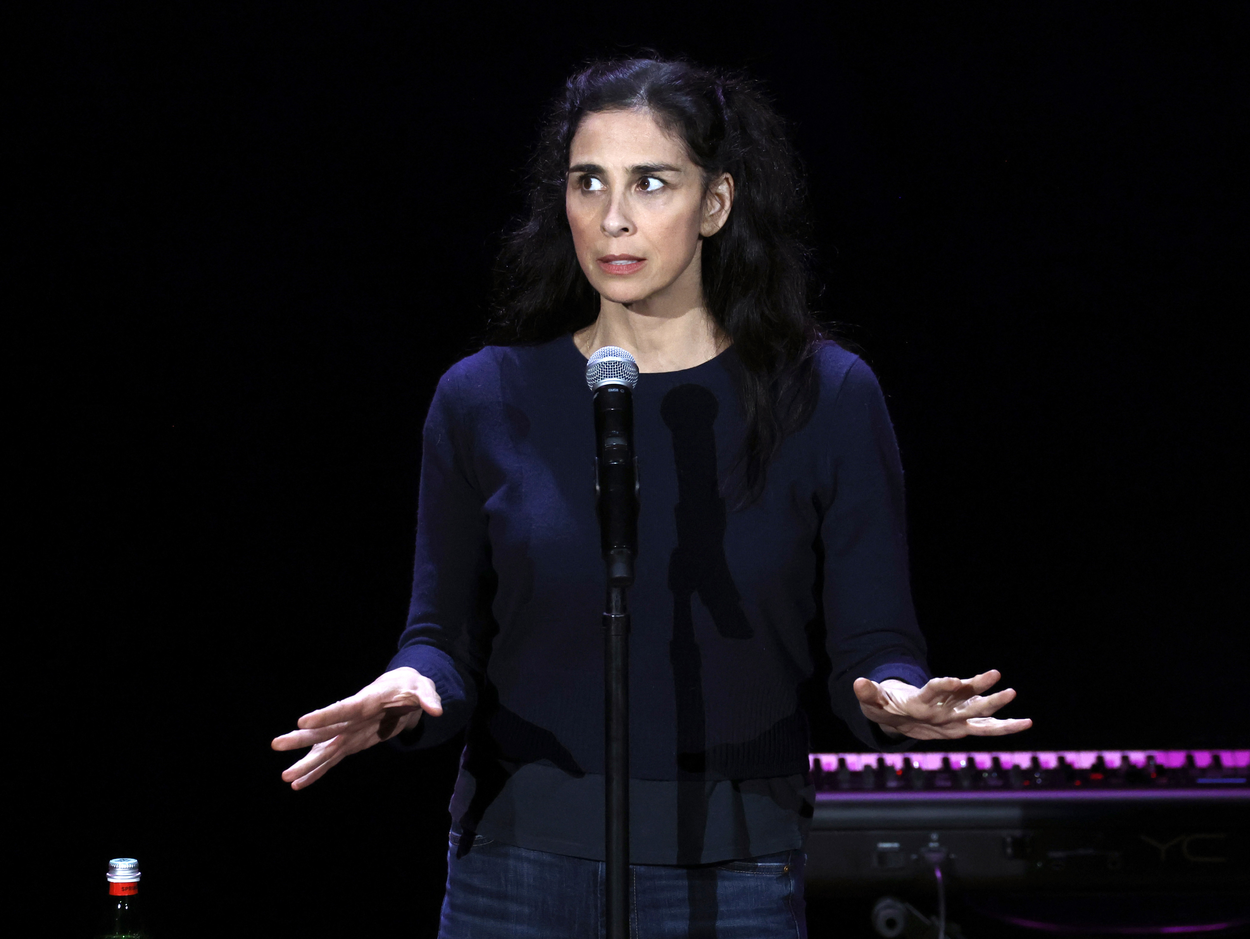 Closeup of Sarah Silverman onstage