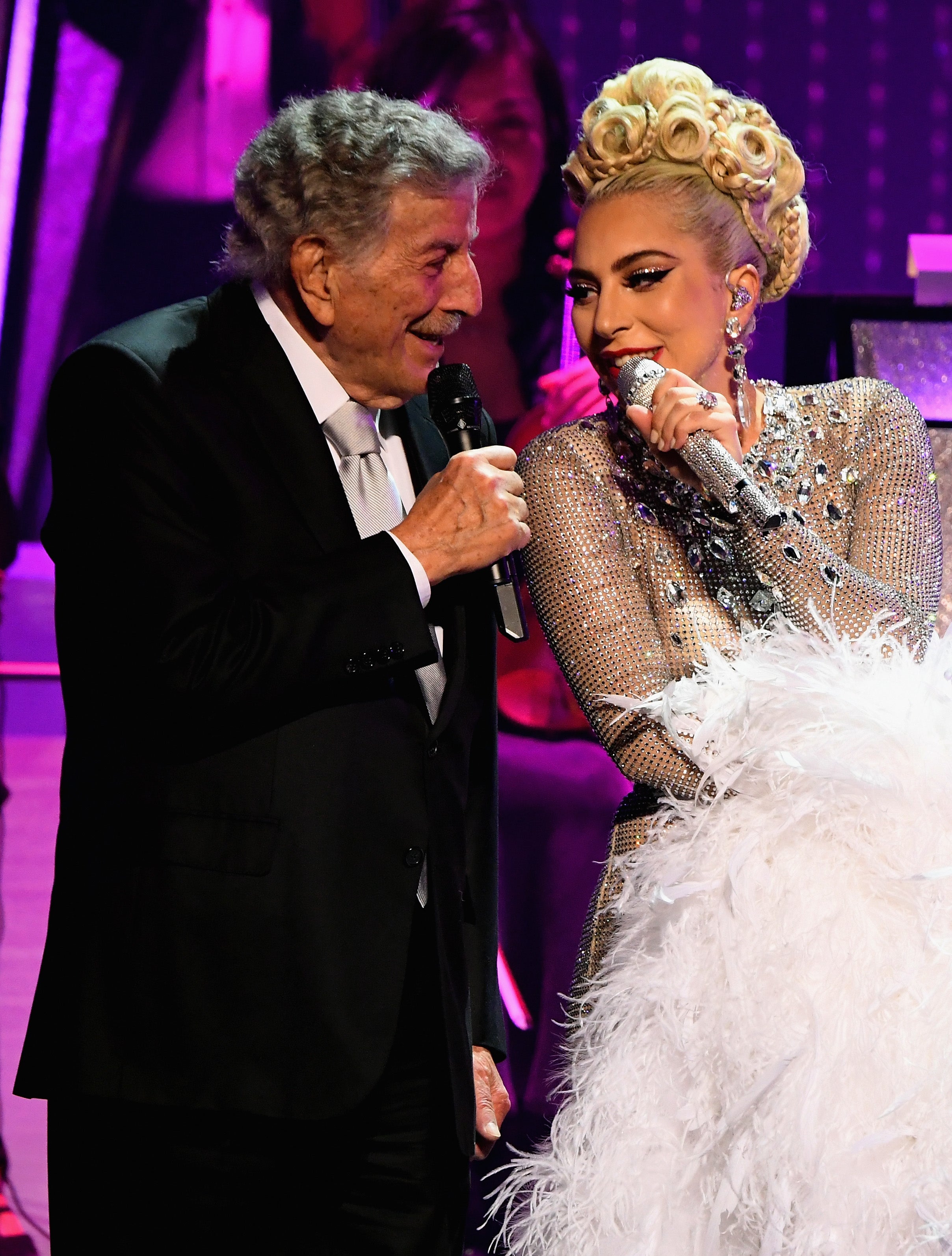 Tony and Gaga singing onstage