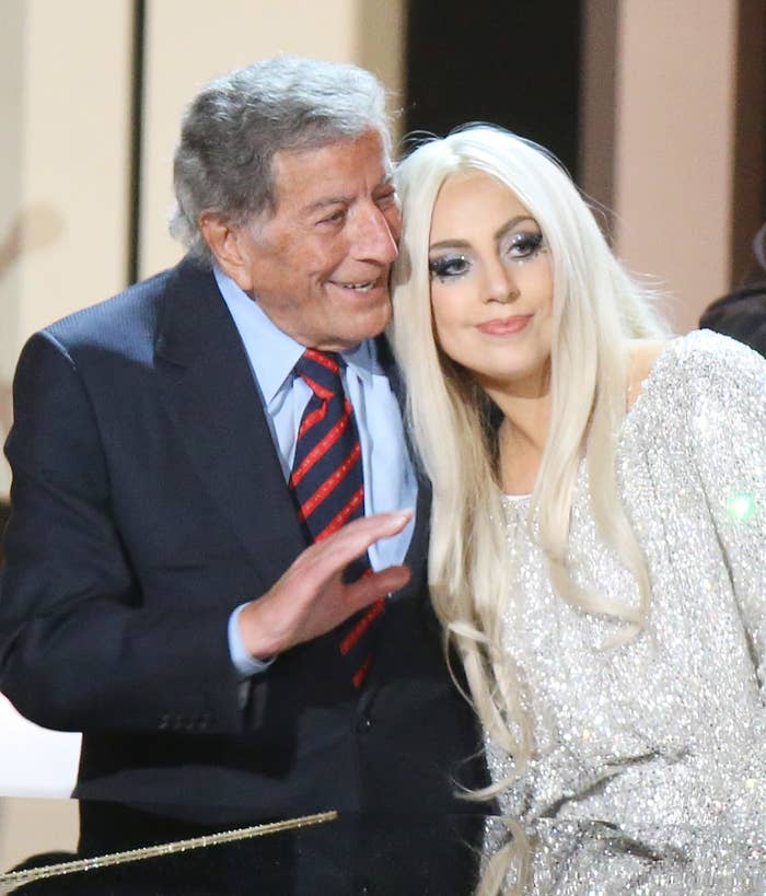 Tony and Gaga snuggling