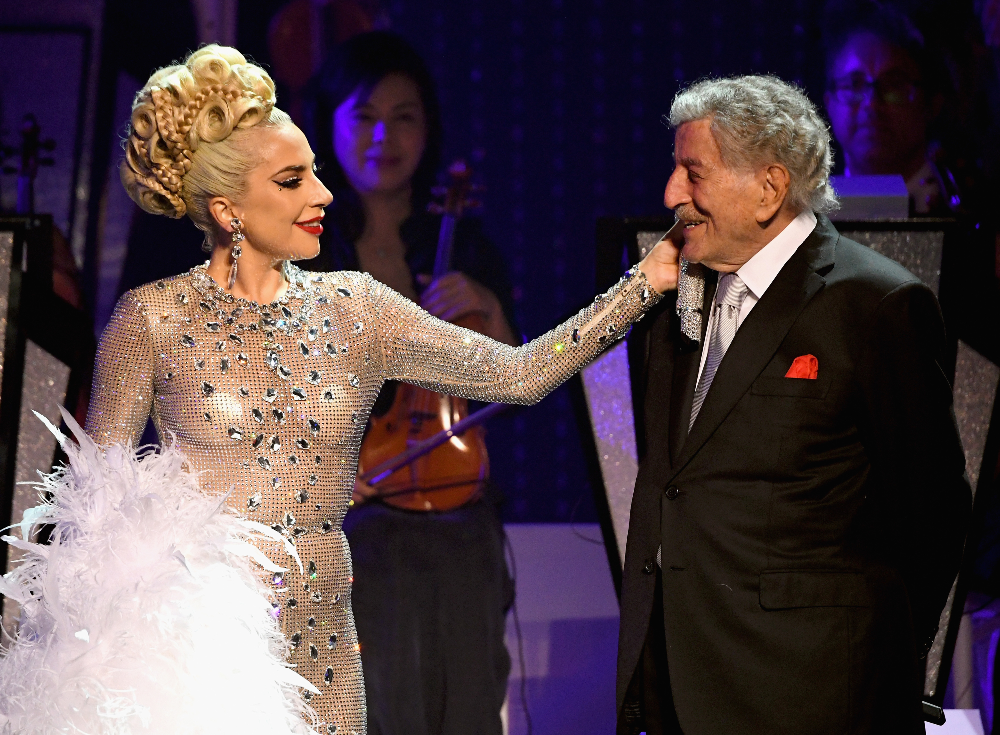 Tony and Gaga performing onstage