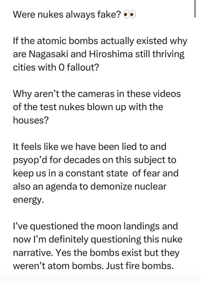 "It feels like we have been lied to and psyop'd for decades on this subject"