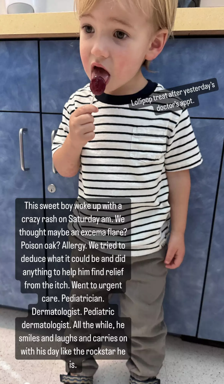 A picture of Mandy&#x27;s son in a doctor&#x27;s office