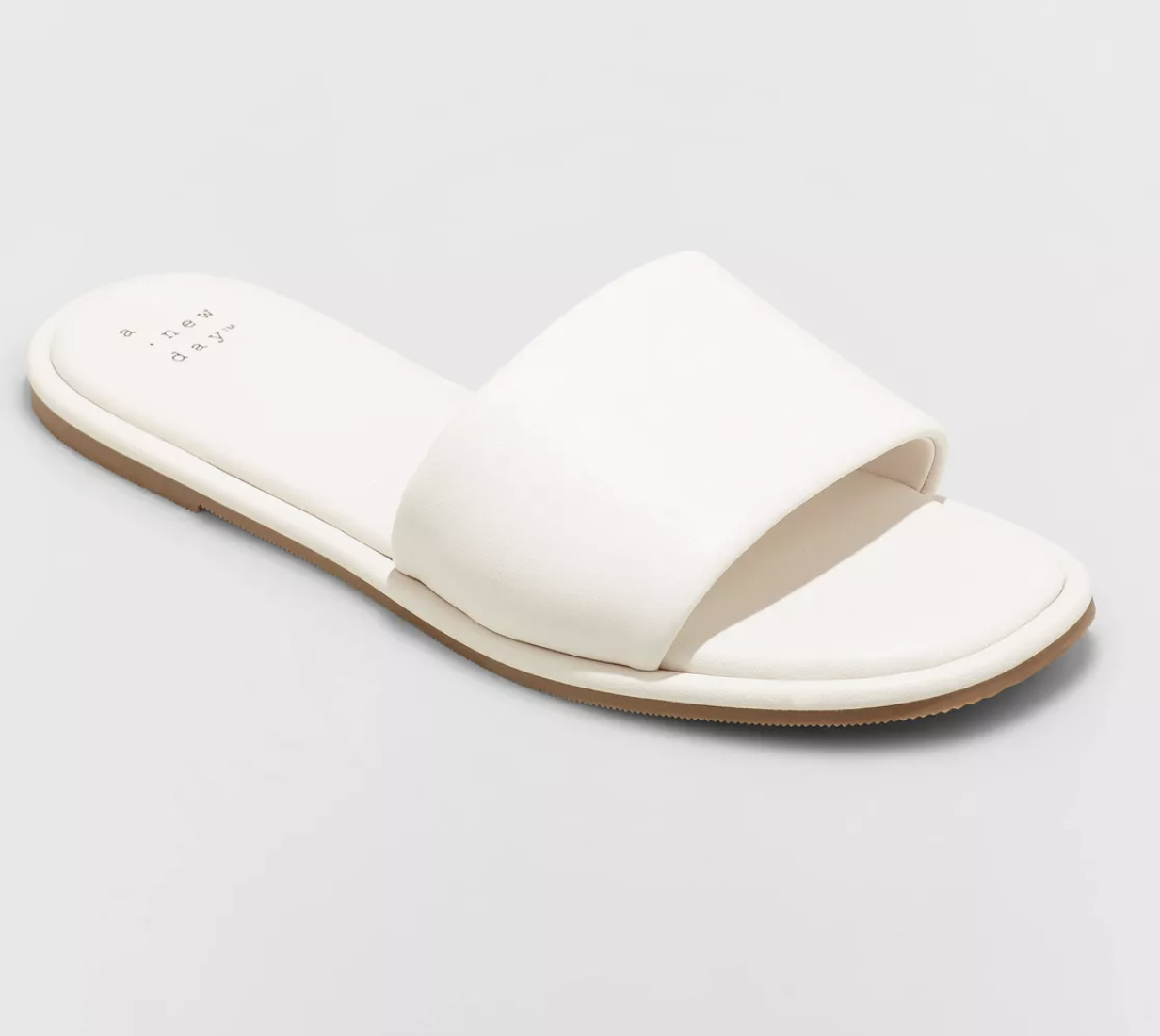 A white slide sandal