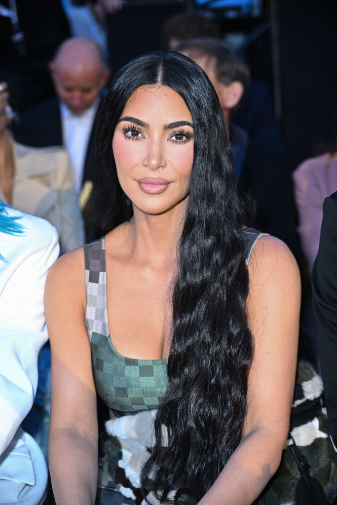 Kim Kardashian attends the Louis Vuitton Menswear Spring/Summer 2024 show as part of Paris Fashion Week on June 20