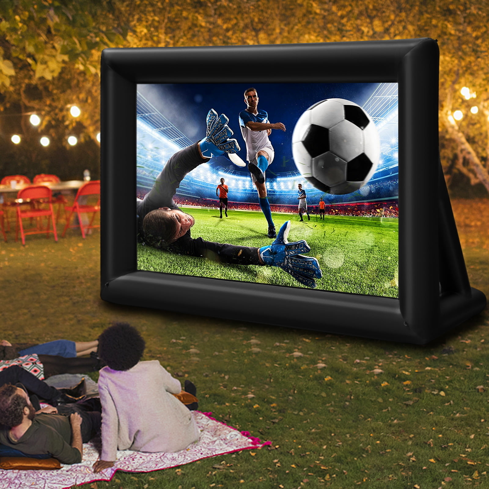 the inflatable screen outdoors