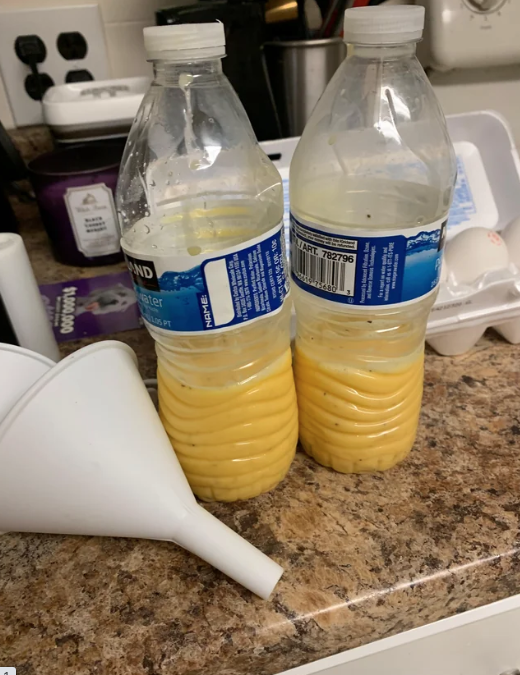 Eggs in water bottles