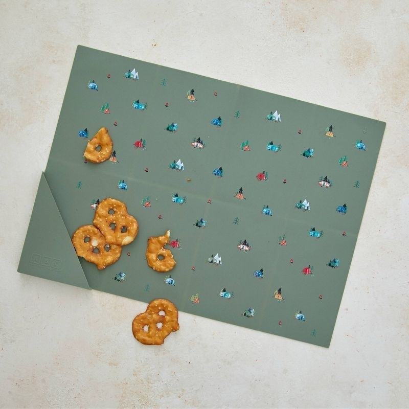 A placemat with pretzels