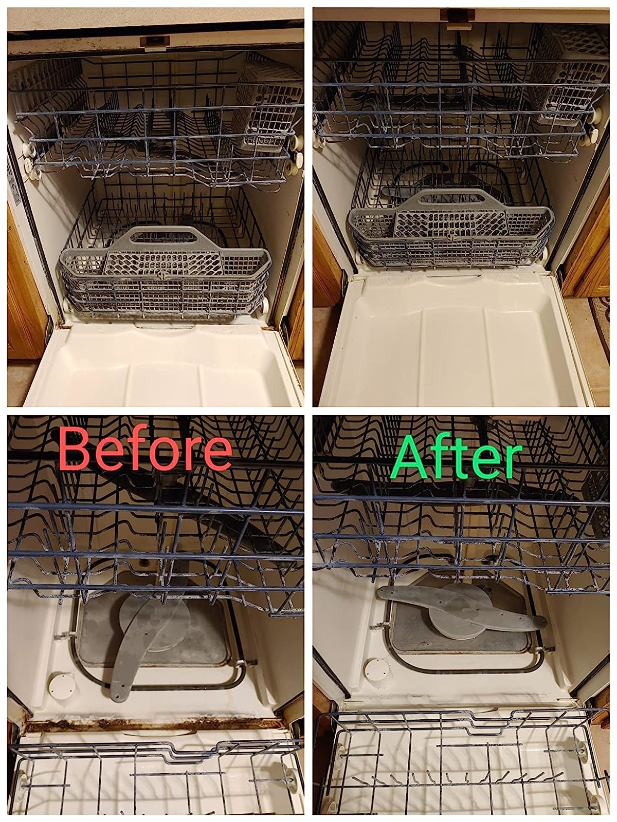 Reviewer before &amp;amp; after images of their dishwasher