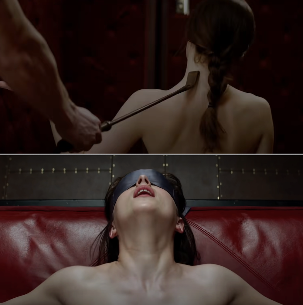 The main character being blindfolded in the movie