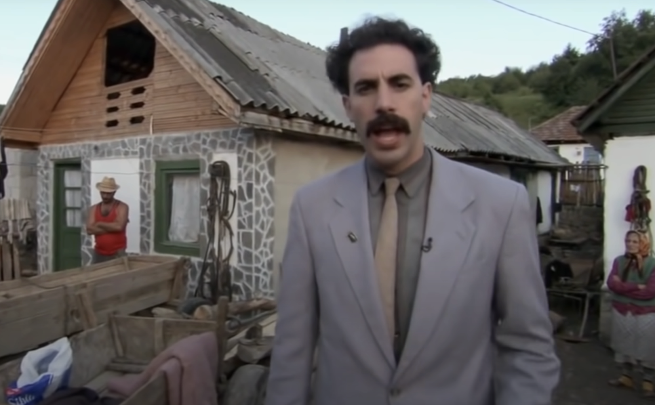 Borat in his hometown village