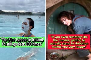the Blue Lagoon in Iceland and Hobbiton in New Zealand