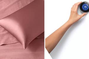 pink silk pillow, google nest