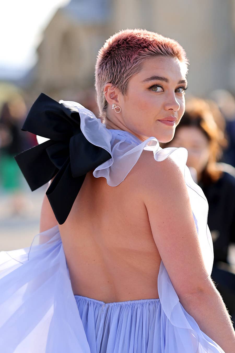 florence pugh blue sheer dress Florence Pugh Wore Yet Another Completely Sheer Gown to the Valentino Couture Show