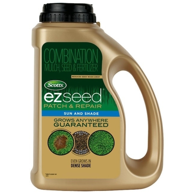 a bottle of EZ Seed Patch and Repair Sun and Shade