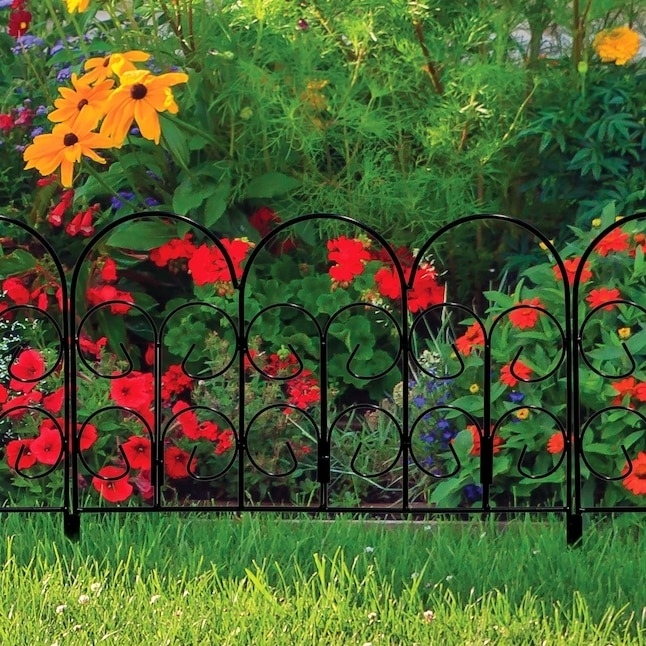 the black fencing in a garden