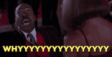 Eddie Murphy screams &quot;Whyyyyyyy&quot; at Jada Pinkett Smith in a scene from The Nutty Professor