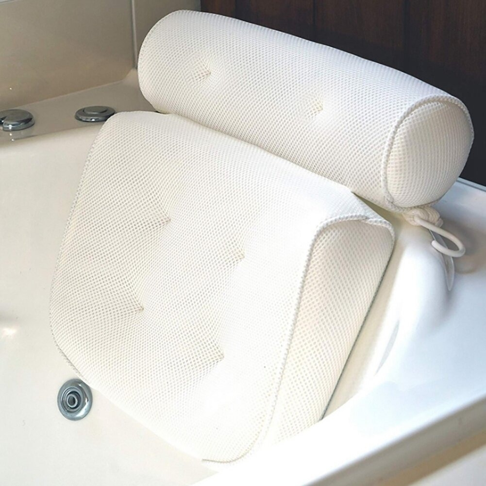 the bath pillow in a bathtub