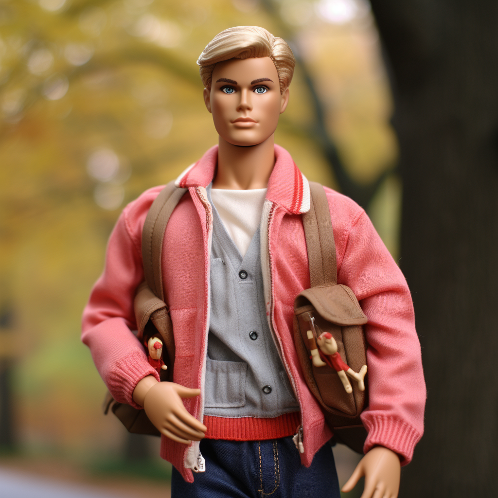 Blonde Ken with short jacket, sweaters, and denim pants
