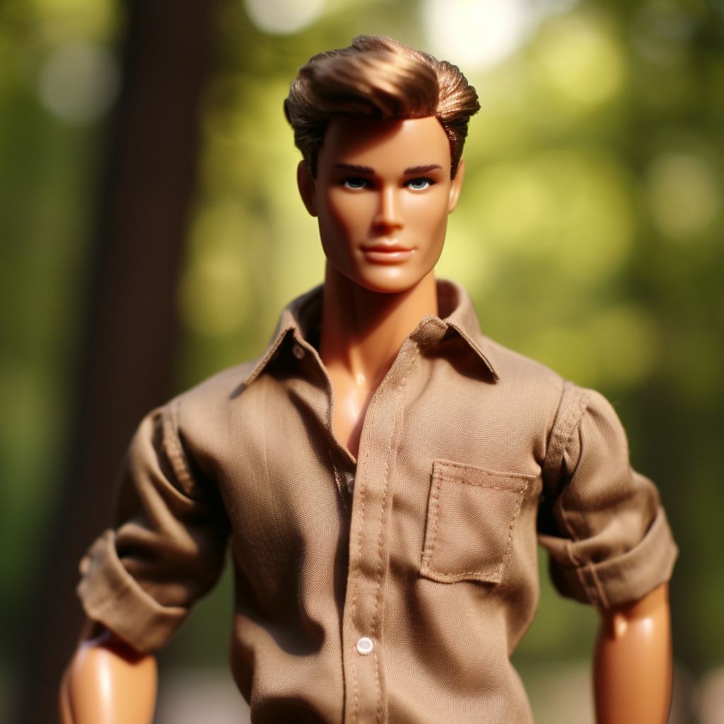 Light brunette Ken wearing a shirt with rolled-up sleeves