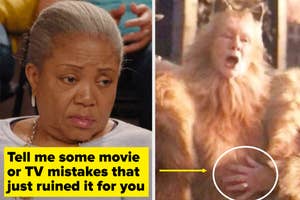 A split thumbnail, with two images - one showing an unimpressed looking older woman and one showing an image of Judi Dench as a cat with a human hand