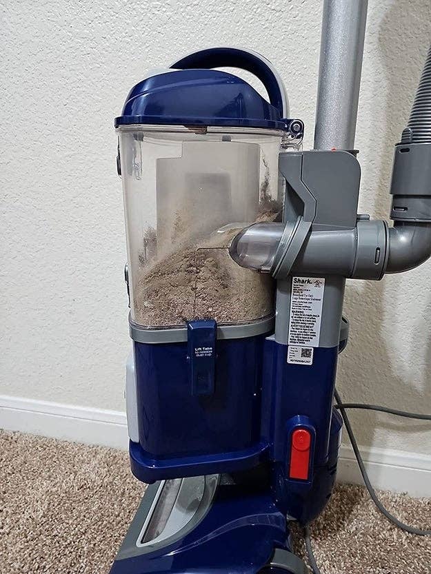 reviewer image of the vacuum full of dirt and fur