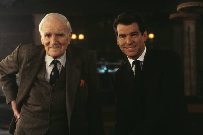 Pierce Brosnan as 007 and Desmond Llewelyn as Q in the world is not enough