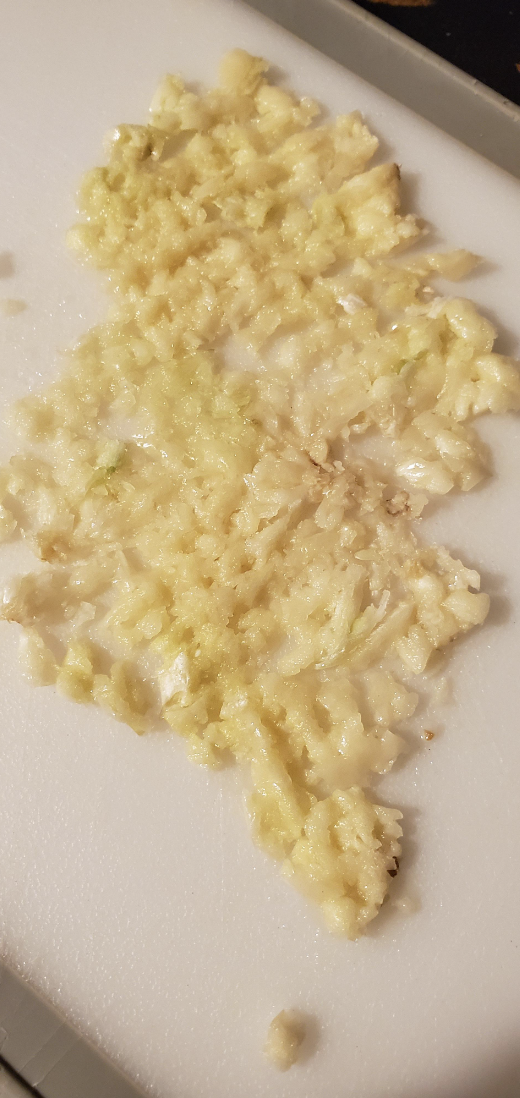 Close-up of minced garlic