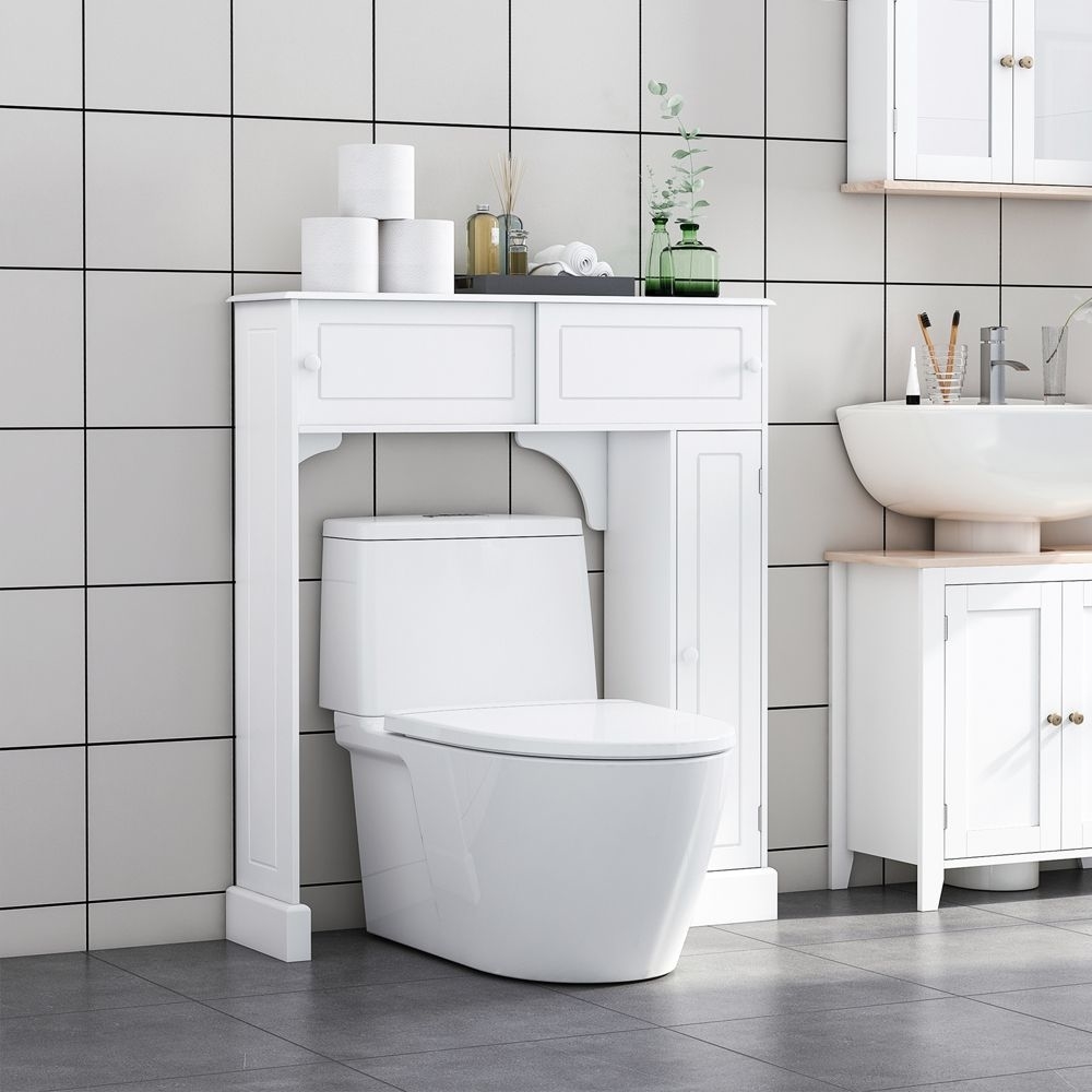 the over the toilet organizer in white