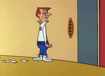 gif of George Jetson letting a robot vacuum out