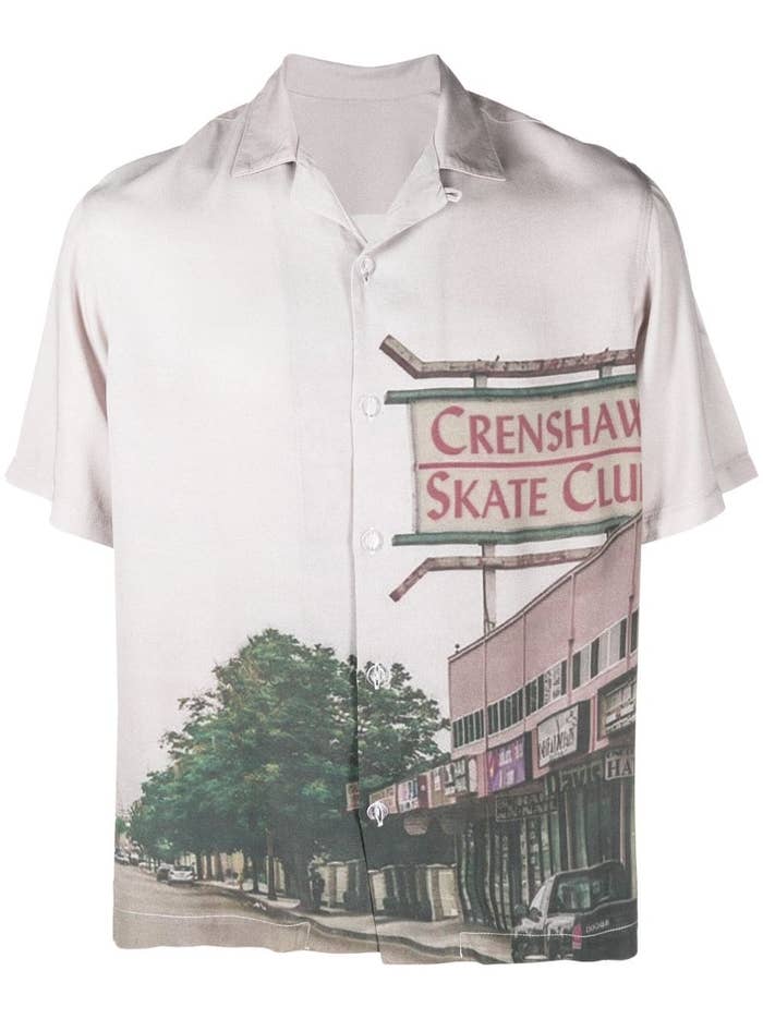 A product shot of a Crenshaw Skate Club x Browns x Farfetch Shirt