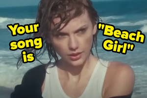 Taylor Swift on the beach.