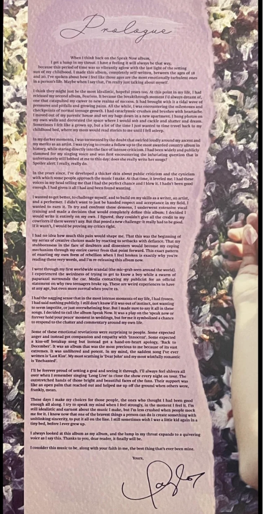 the physical letter from taylor