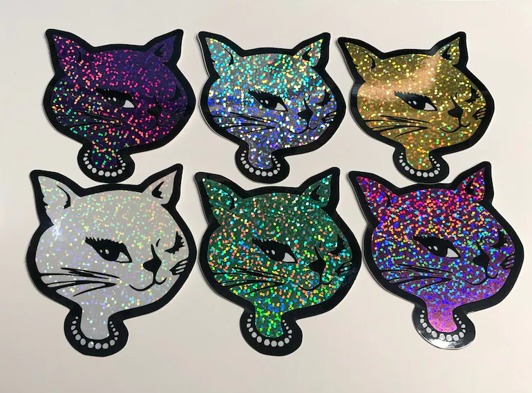 Winky cat stickers