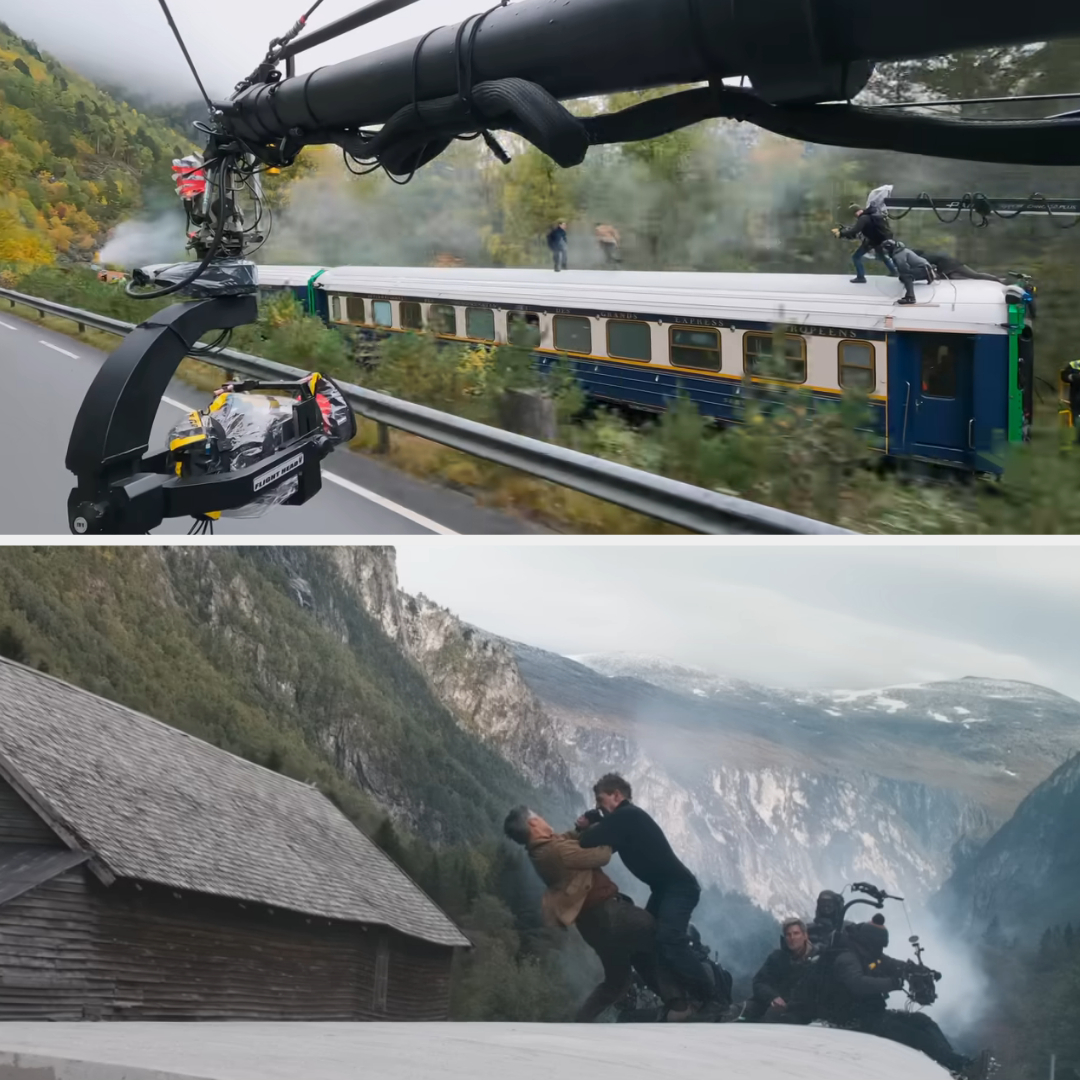 The fight on the train being shot
