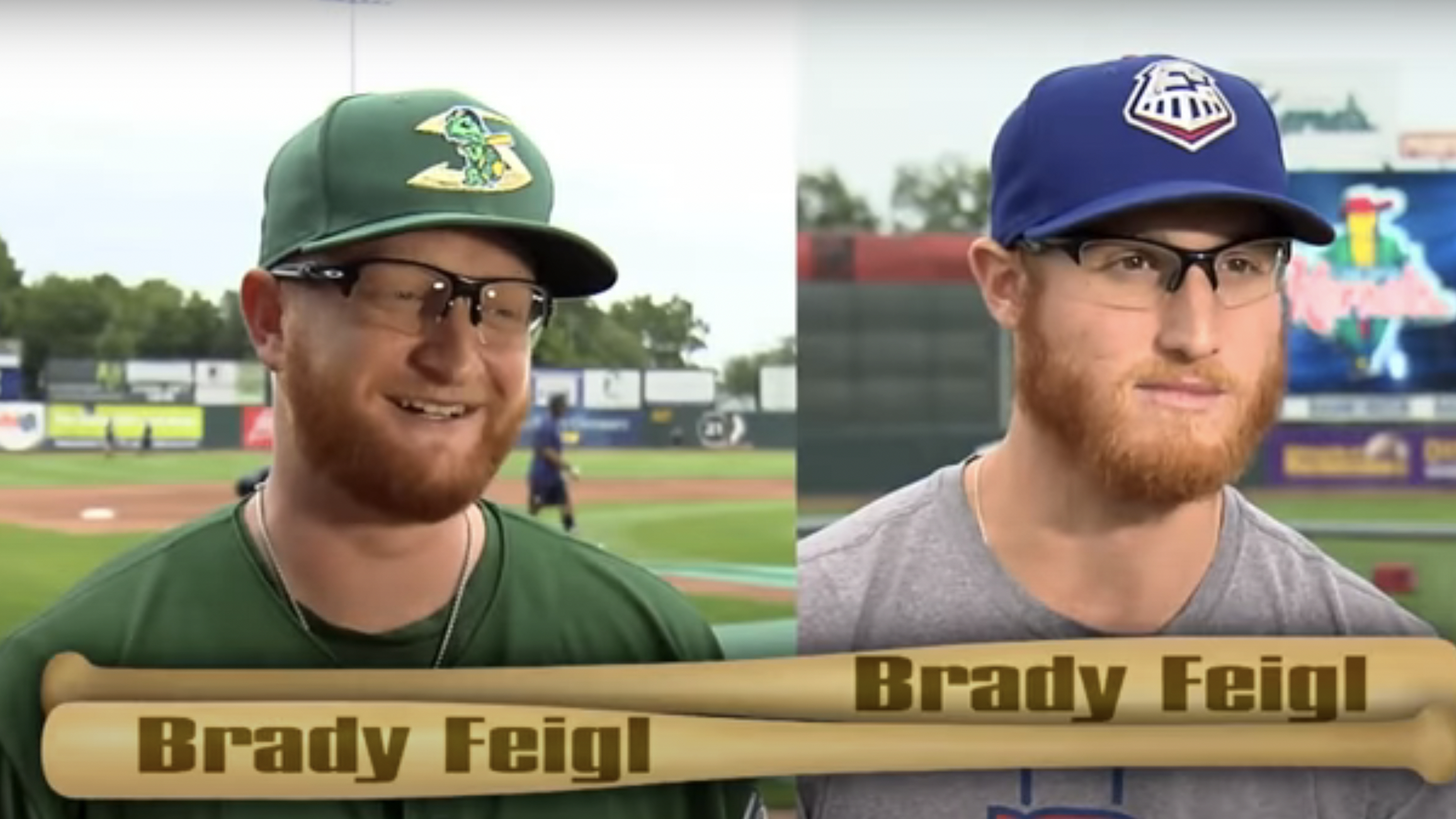 two identical-looking baseball players share the same name