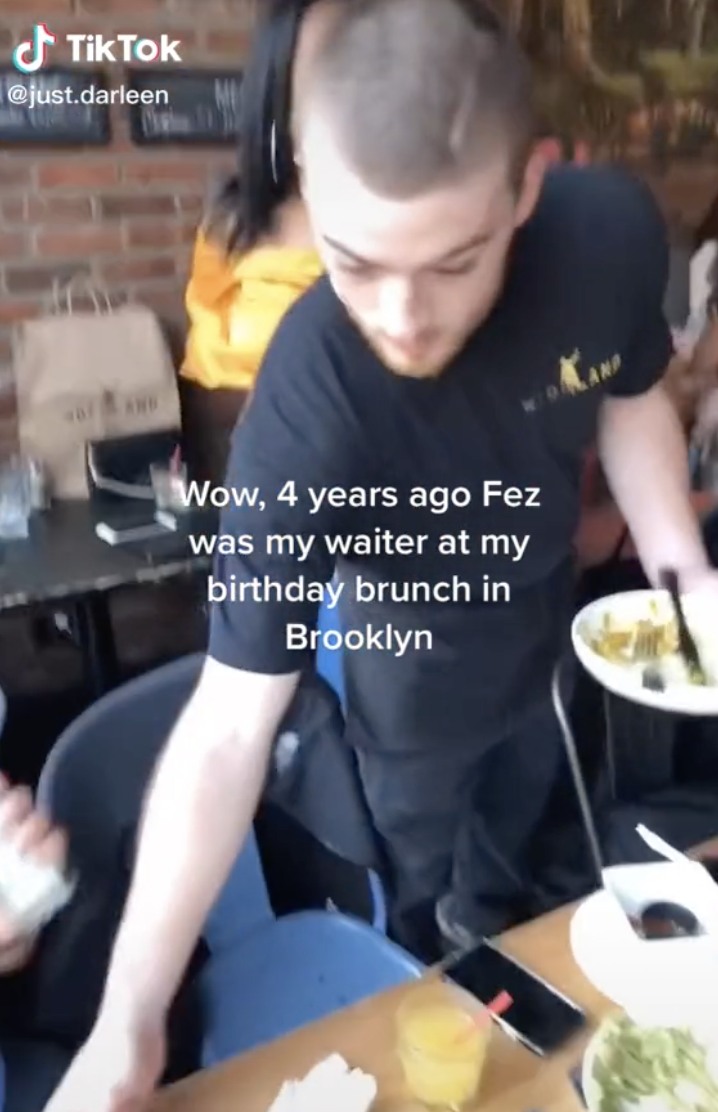 Screenshot of Angus waiting tables in Brooklyn