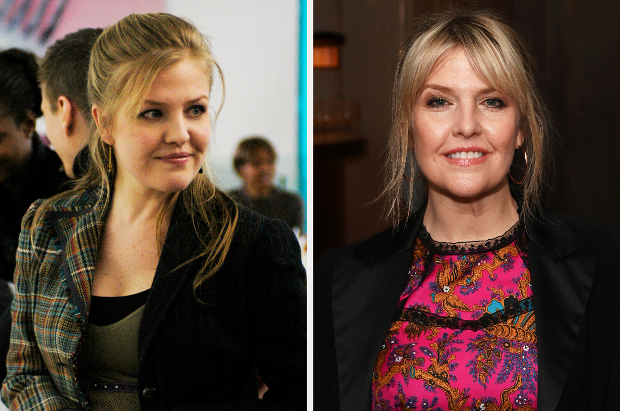Side-by-side of Ashley Jensen in &quot;Ugly Betty&quot; vs. now