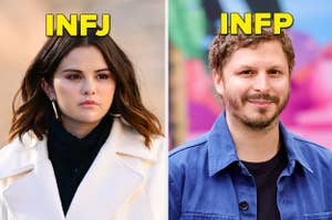 selena gomez and INFJ on the left and michael cera and INFP on the right