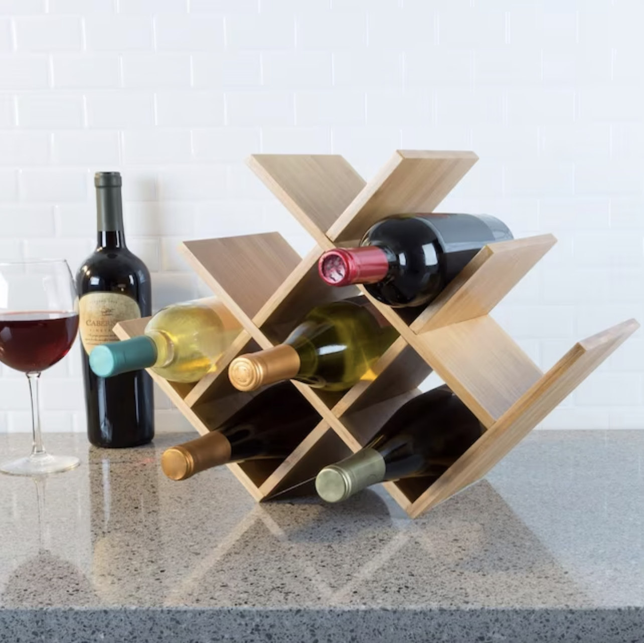 rack holding wine bottles