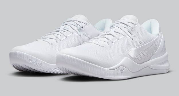 Nike Kobe 8 VIII Halo Triple White Release Date FJ9364-100 Pair
