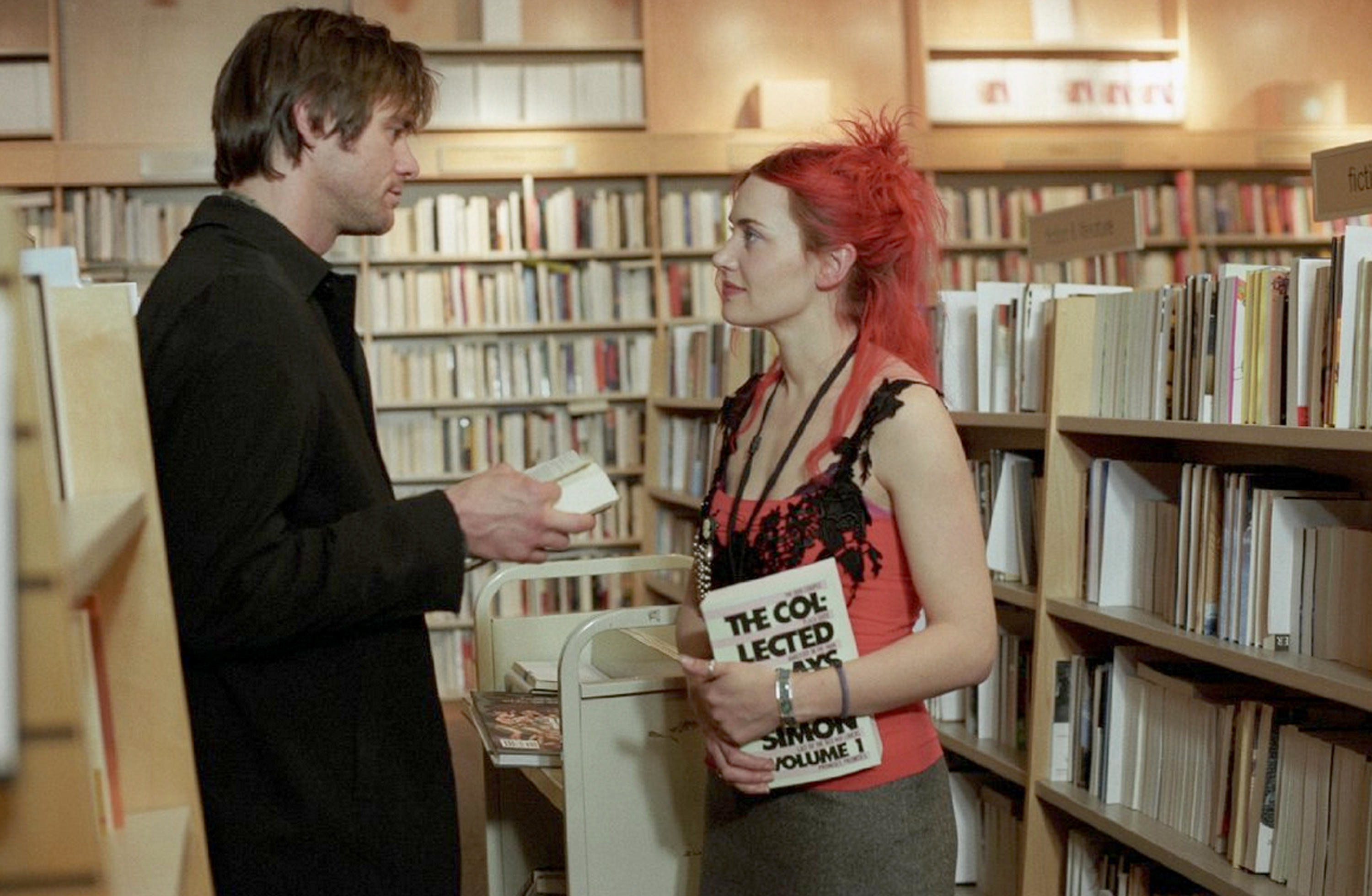 Jim in a bookstore with Kate WInslet