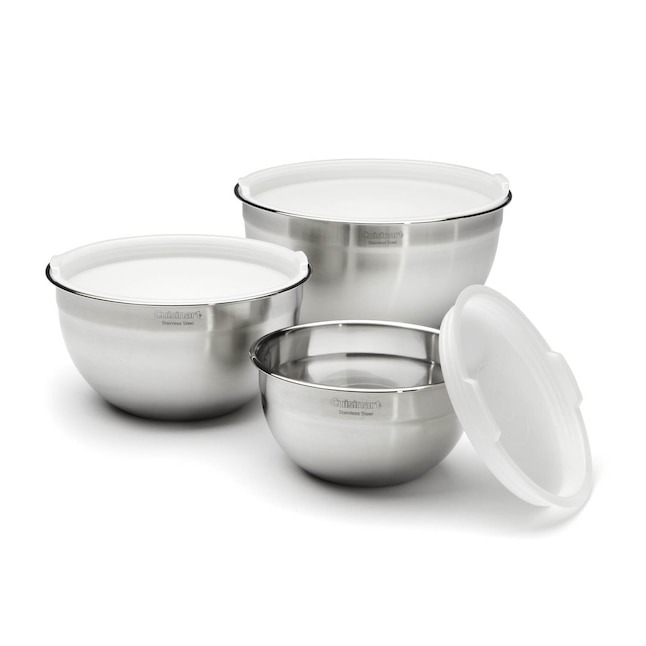 three mixing bowls and their lids