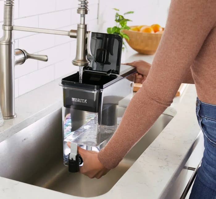 someone filling a Brita filter with water