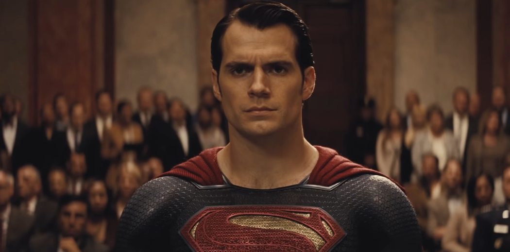 Close-up of Henry Cavill as Superman